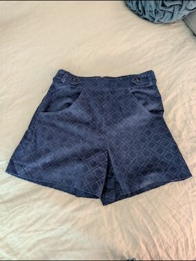 Rebecca Minkoff Navy Blue Quilted Diamond Corduroy High Rise Shorts Small